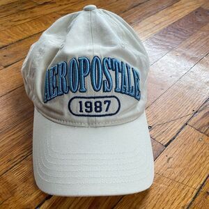 Aero ’87 Vintage Dad Hat • Tan Embroidered Strapback 90s Aéropostale